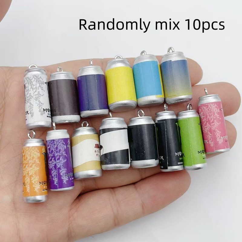 Jewelry Making Factory - 10 Stück Mini-Simulations-Getränkedosen-Harzanhänger, bunte Nachbildungen von