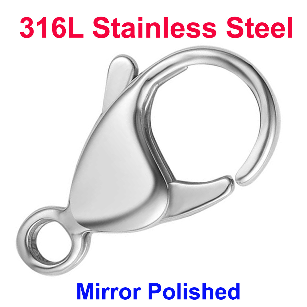 Jewelry Making Metals - 20/30/40 316L Edelstahl-Karabinerverschlüsse Großhandel Spiegelpoliert 9-19mm