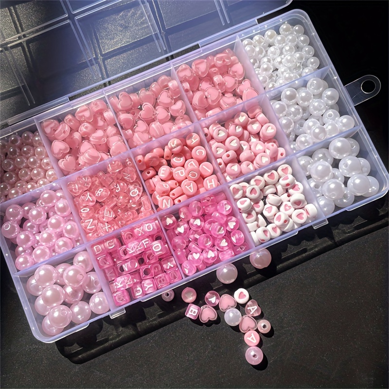 Jewelry Making Pieces - 10-teiliges rosa Alphabet-Set, Acrylperlen, handgemachtes Schmuckbastelset,