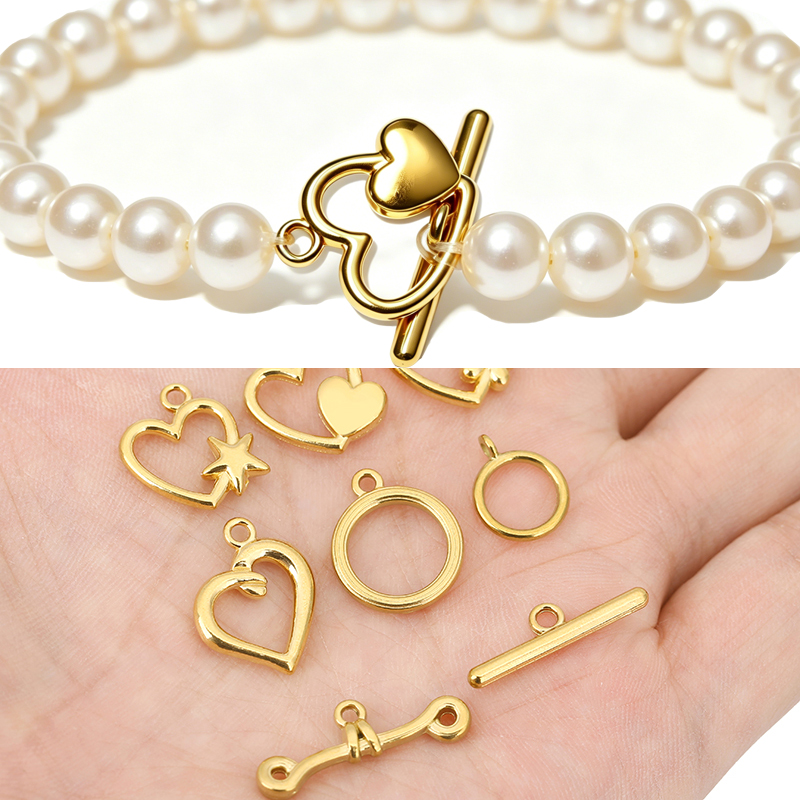 Jewelry Making Metals - 5 Sets PVD-beschichtete, langlebige Edelstahl-OT-Verschlüsse, Armbandhaken,