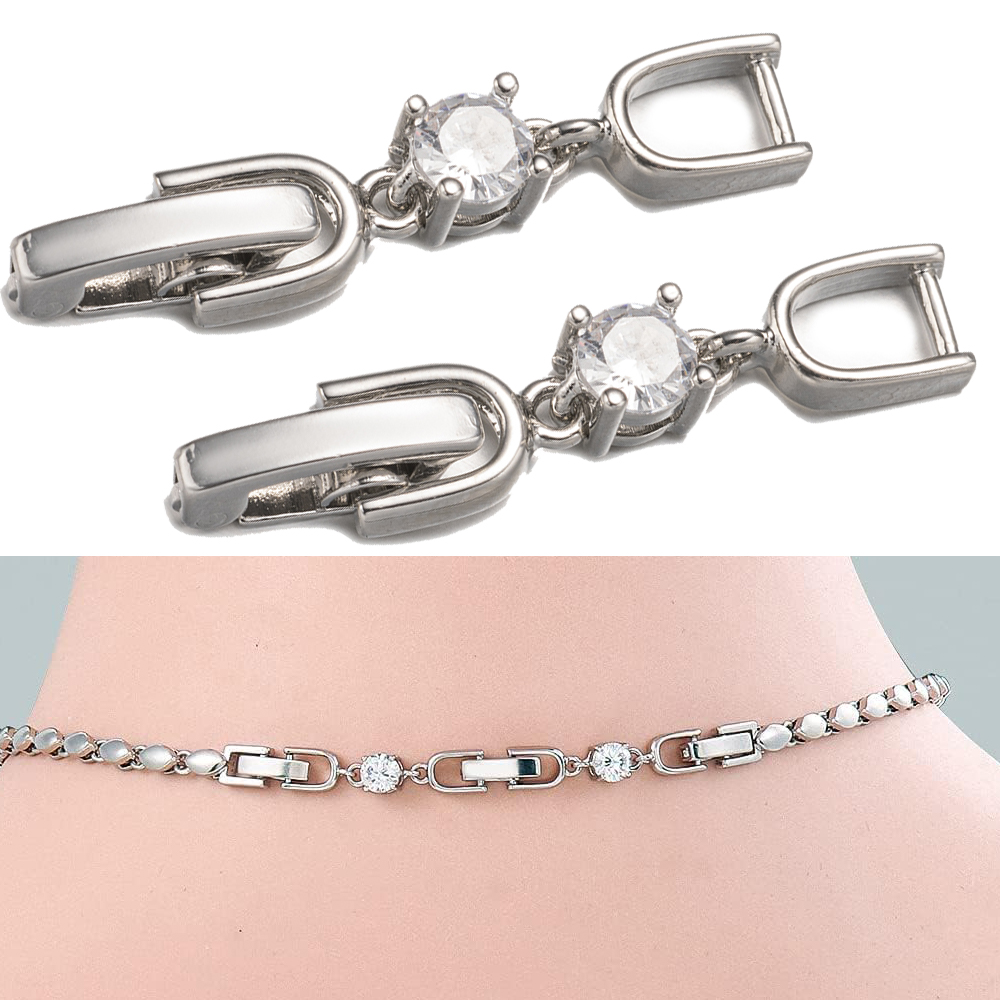 Jewelry Making Pieces - 5-teiliges Set mit Faltschließe aus weißvergoldetem