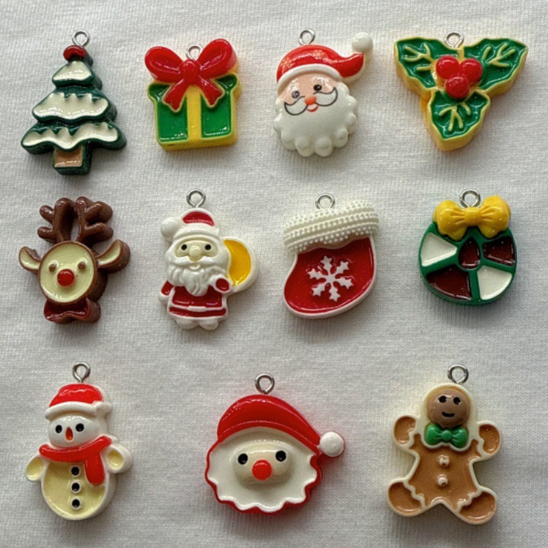 Jewelry Making - 10 Stück Weihnachts-Cartoon-Serie Harzanhänger DIY Schmuckzubehör