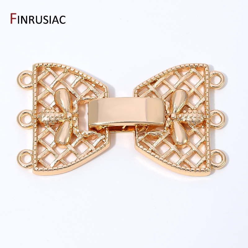 Jewelry Making With Beads - 14K Vergoldeter Messing 3-Reihen-Perlenverschluss für Schmuck,