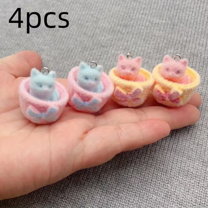 4 Stück 3D-Plüsch-Katzenanhäng – Jewelry Making Factory Bewertung und Preis