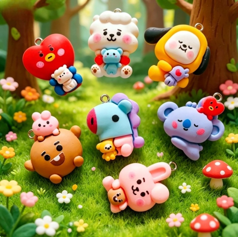 7 Stück BT21 Harz-Cartoon-Anhä – Jewelry Making Factory Bewertung und Preis